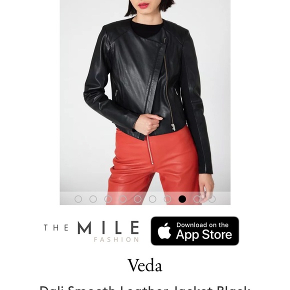Veda Classic Black Leather Jacket - Picture 2 of 14